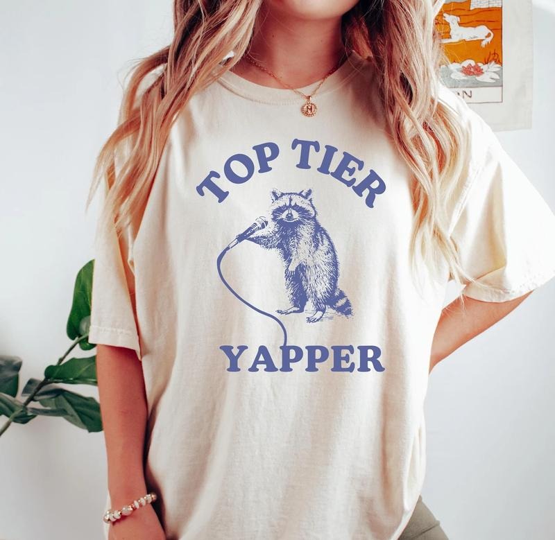 Top Tier Yapper Shirt, Meme, Retro Cartoon Shirt, Yapping Quote Shirt, Racoon Tee, Racoon Lover, Y2K, Gift for Her...