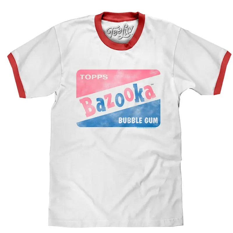 Topps Bazooka Bubble Gum Ringer T-Shirt- Red and White Hoodie, Sweatshirt | HypeDripTees.com