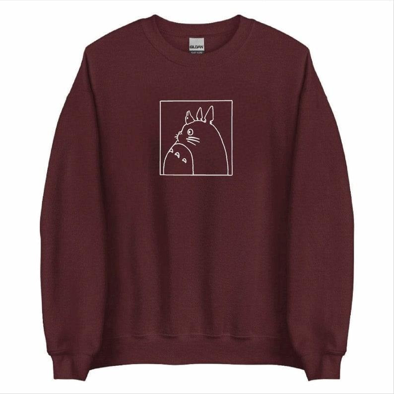 Totoro Outline Sweatshirt, Ghibli Studio Sweatshirt, Anime Sweatshirt, Anime Merch T-Shirts, Hoodie | HypeDripTees.com
