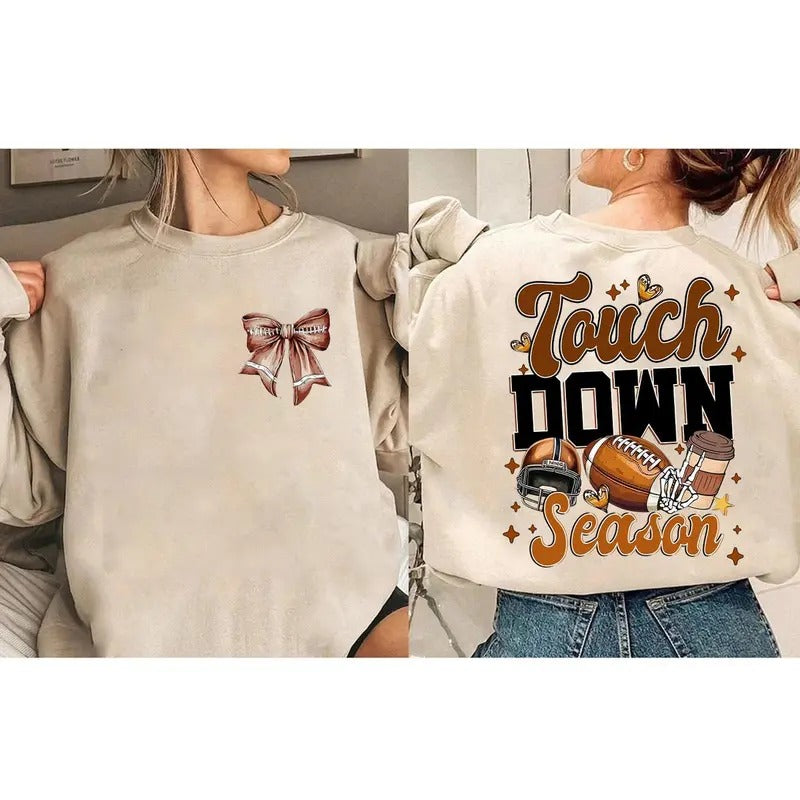 Touch Down Season Sweatshirt,Football Mama Sweatshirt , Christmas sublimation, Trending, Retro Holidays,Girly Christmas...