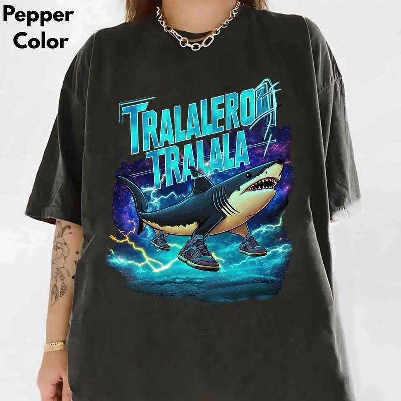 Tralalero Tralala Funny Shark Meme T-shirt, Brain Rot Tee, Stupid Gifts, Unhinged shirt, Shark With Shoes Meme Shirts,...