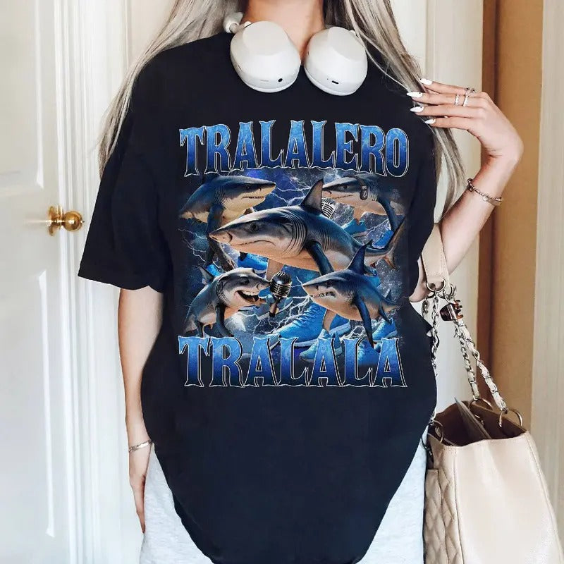 Tralalero Tralala Shark Meme T-Shirt Funny Italian Brainrot Tee Hoodie, Sweatshirt | HypeDripTees.com