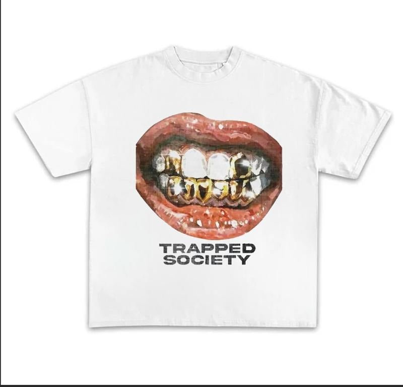 Trapped Society Graphic  Cotton Tee Shirt Opiium Y2k Fashion Streetwear Style Rap Tee Hoodie, Sweatshirt | HypeDripTees.com