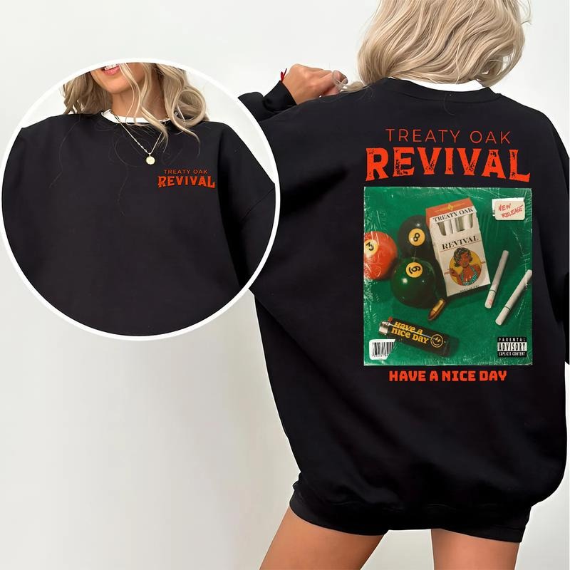 Treaty Oak Revival Sweatshirt, 2-Sided Band Merch Graphic Top, Menswear Streetwear, Casual Shirt for Music Fans Hoodie