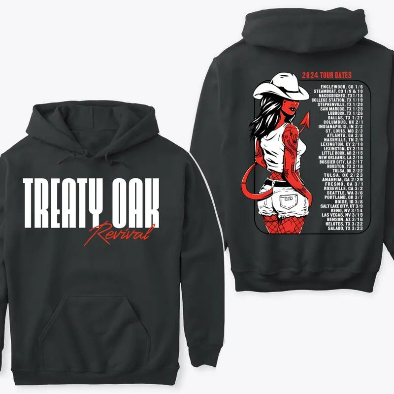 Treaty Oak Revival Tour 2024 Hoodie Sweatshirt T-shirt Fan Gift Ideas for Music Enthusiasts | HypeDripTees.com