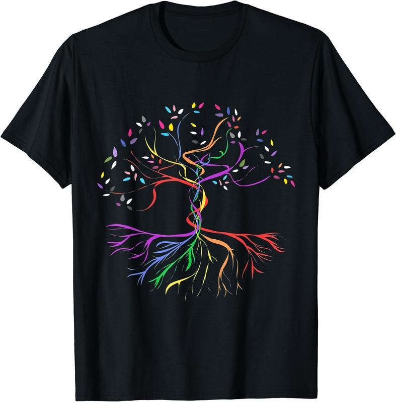 Tree Life Rainbow LGBT Cool Gay Pride Flag Ally Cotton Short Sleeve T-Shirts, Hoodie, Sweatshirt
