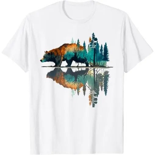 Trees Reflection Wildlife Nature Animal Bear Outdoor Forest T-Shirt Made in USA Hoodie, Sweatshirt | HypeDripTees.com