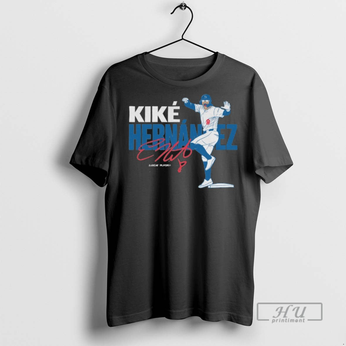 Trending Kike Hernandez Los Angeles Dodgers Mlb Slash Line Signature Painting Graphic Tee Shirts