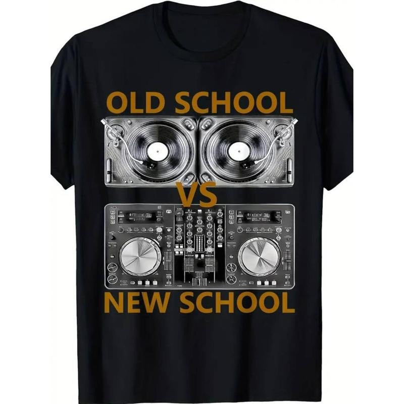[Trendy | Pure Cotton] 1pc, Trendy High-end Pure Cotton Old School DJVS New School DJT T-shirt | HouseDance Music...