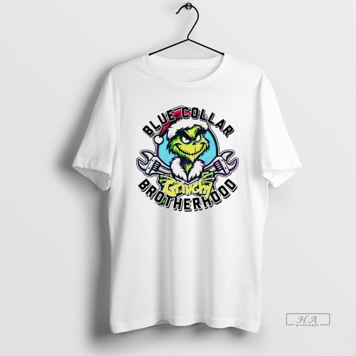 Trendy Blue Collar Grinchy Brotherhood Christmas Grinch White