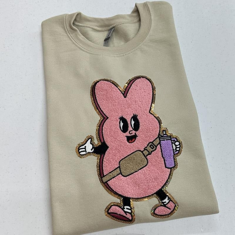 Trendy Bunny Chenille Patch Sweatshirt T-Shirts, Hoodie | HypeDripTees.com