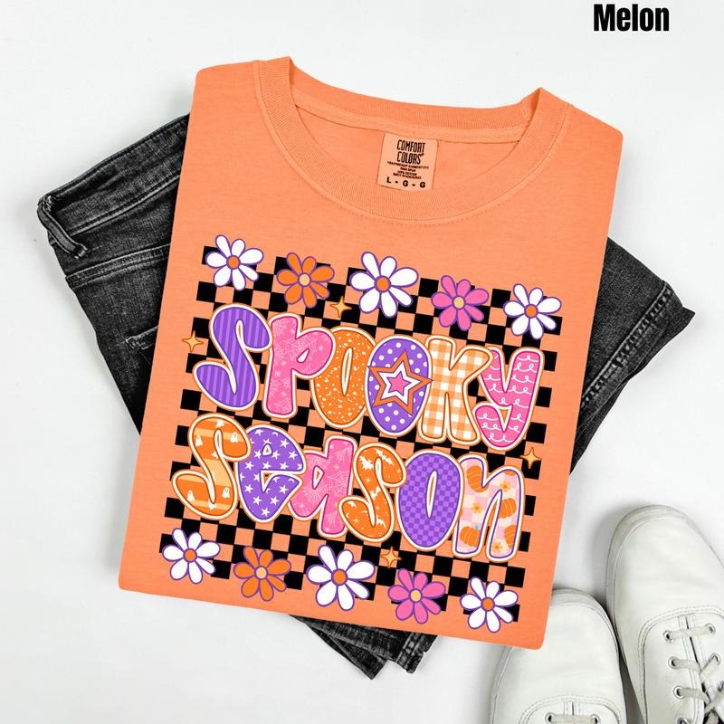 Trendy Checker Spooky Season Comfort Colors T-Shirt 'NLB' Hoodie, Sweatshirt | HypeDripTees.com
