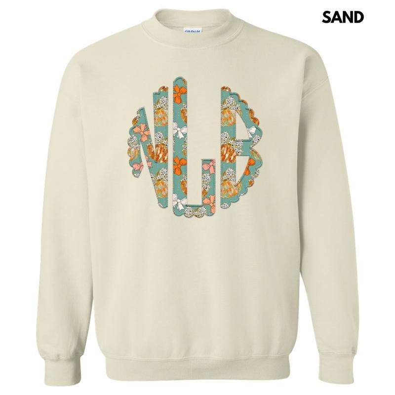 Trendy Pumpkin & Bow Monogram Sweatshirt 'NLB' T-Shirts, Hoodie | HypeDripTees.com