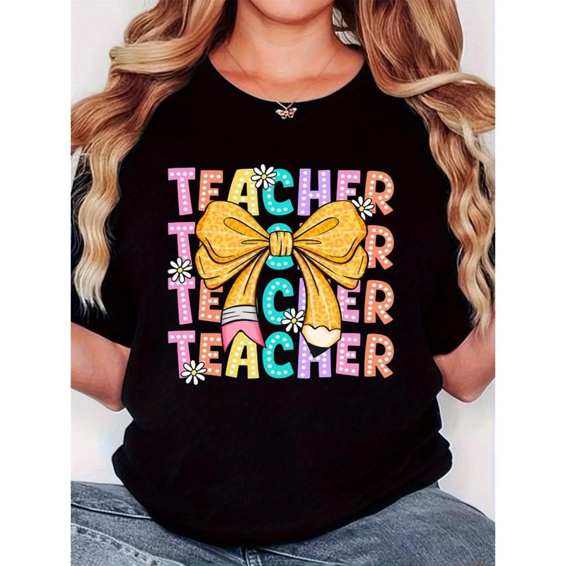 Trendy T - Shirt Celebrating Teachers: Fun Design with Playful Lettering and Stylish Decorative Elements Hoodie,...