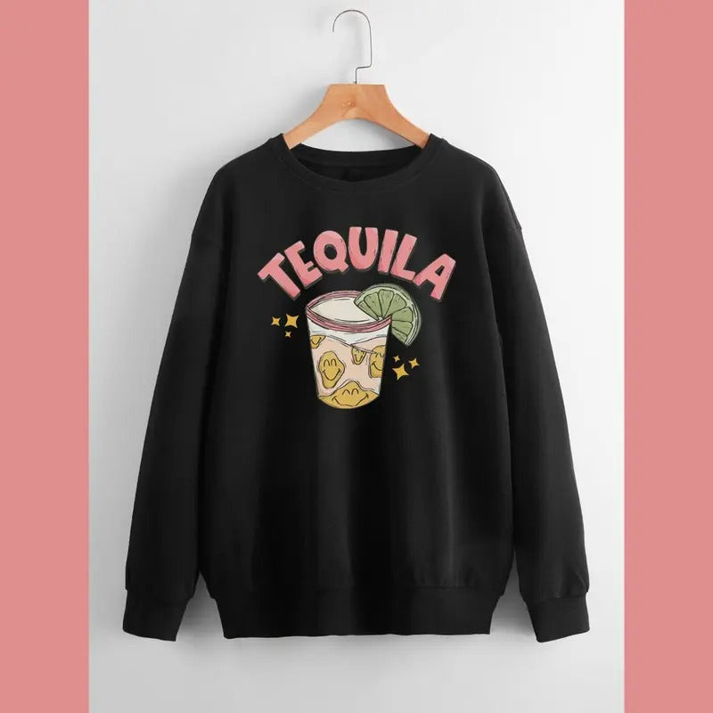 Trendy Tequila Sweatshirt - 4 Color Options - Trippy Tequila Lover Crewneck Hoodie T-Shirts | HypeDripTees.com