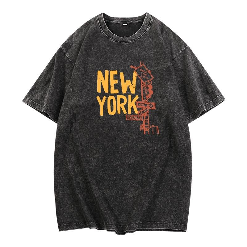 Trendy Urban T - Shirt: Showcase Your Love for New York's Iconic Streets on a Washed
