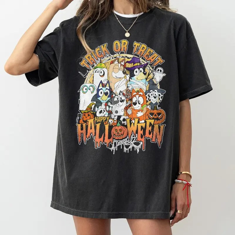 Trick Treat Halloween Blue Dog Soft Must Have Halloween Shirt T-Shirts, Hoodie, Sweatshirt