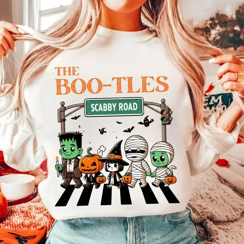 Trick Or Treat SweatShirt, The Boo-tles Parody Halloween T-Shirt, Abbey Road Sublimation Hoodie | HypeDripTees.com