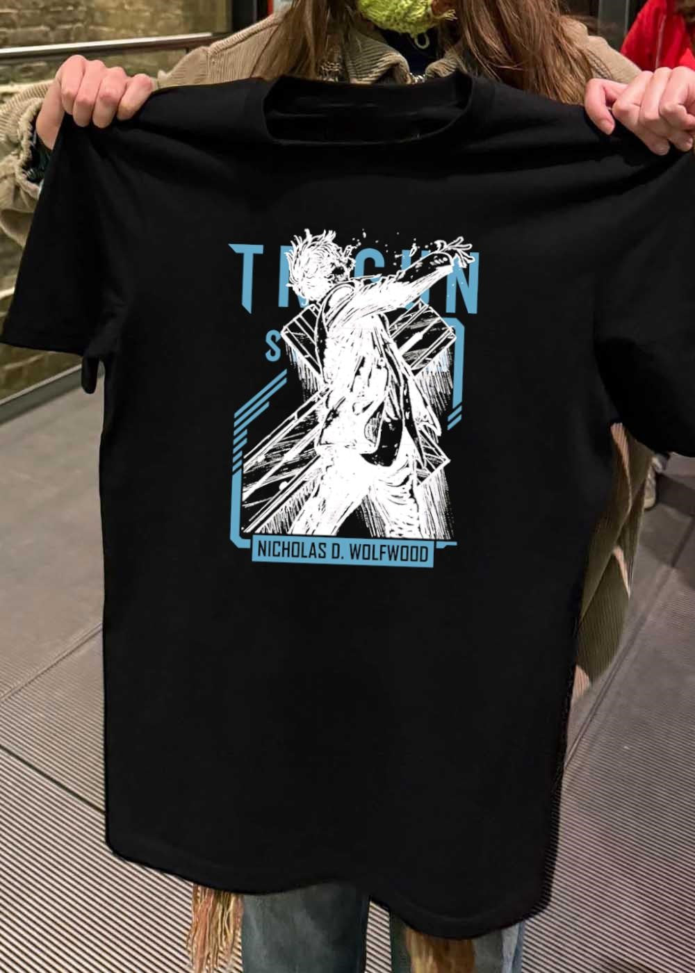 Trigun Stampede Nicholas D Wolfwood Character Silhouette Art T-Shirt