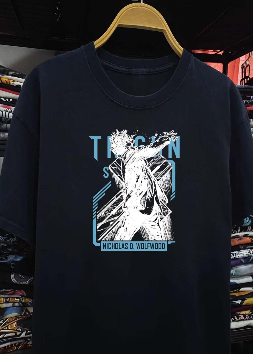 Trigun Stampede Nicholas D Wolfwood Character Silhouette Art T-Shirt