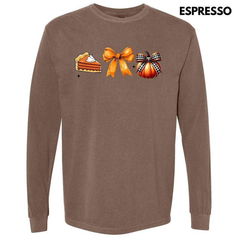 Trio Thanksgiving Things Long Sleeve Comfort Colors T-Shirt 'NLB' Hoodie, Sweatshirt | HypeDripTees.com