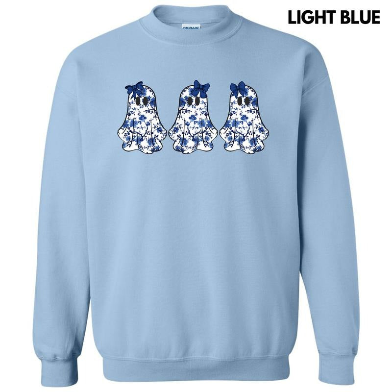 Triple Blue Floral Ghosts Sweatshirt 'NLB' T-Shirts, Hoodie | HypeDripTees.com
