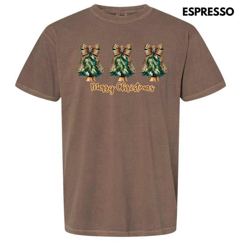 Triple Cheetah Bow Christmas Trees Comfort Colors T-Shirt 'NLB' Hoodie, Sweatshirt | HypeDripTees.com