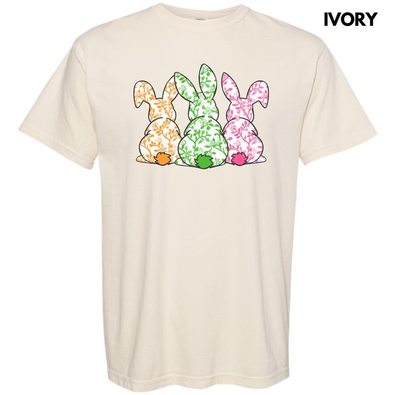 Triple Colorful Floral Bunnies Comfort Colors T-Shirt 'NLB' Hoodie, Sweatshirt | HypeDripTees.com