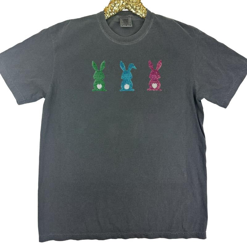 Triple Sequin Bunnies Comfort Colors T-Shirt Hoodie, Sweatshirt | HypeDripTees.com