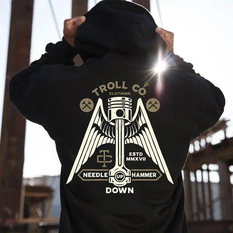 Troll Co Clothing Needle Up Hammer Down T-shirt Sweatshirt Hoodie, Trending Mechanic Unisex Shirt, Back Side Printed...