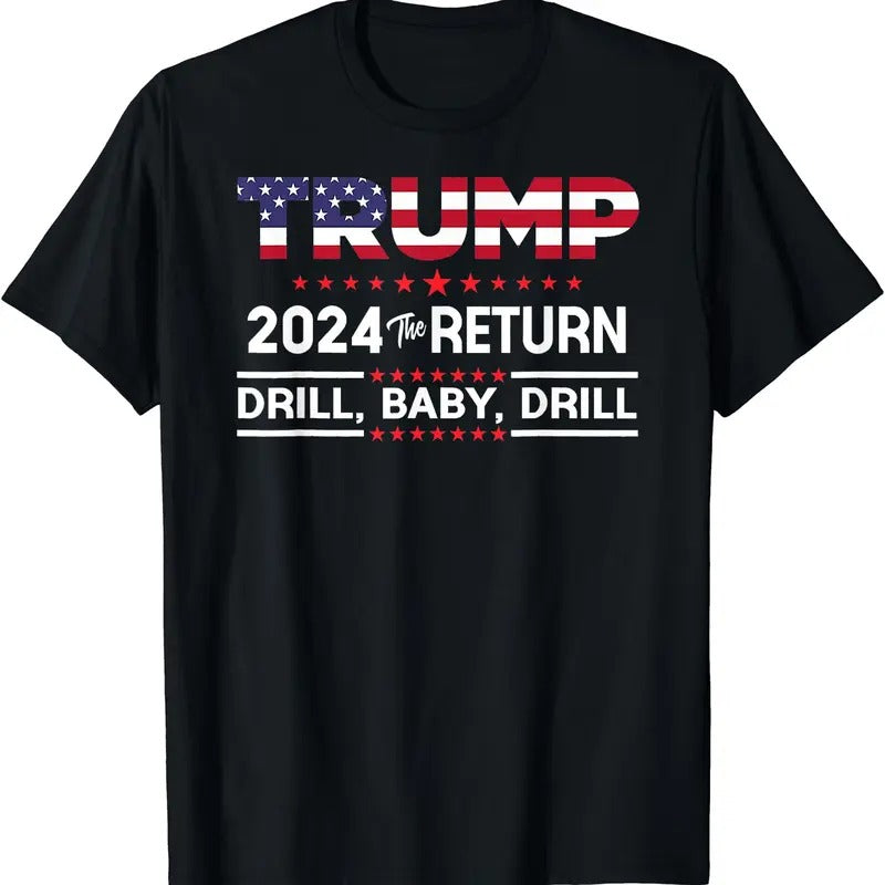 Trump 2024 Drill Baby Drill US Flag Republican 4th Of July T-Shirt Hoodie, Sweatshirt | HypeDripTees.com
