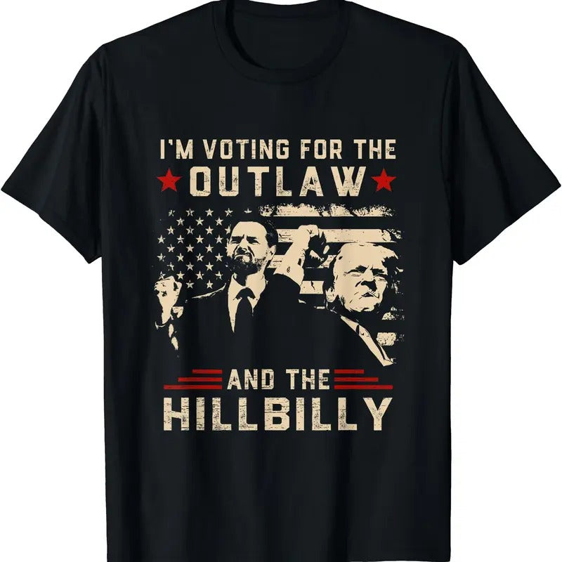 Trump 2024 Flag Outlaw Hillbilly J.D.Vance 2024 Donald Trump T-Shirt | Unisex Cotton Tee Gift | Full Size Hoodie, Sweatshirt