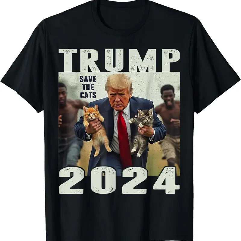 Trump 2024 Save the Cats Saying Debate T-Shirt | Unisex Cotton Tee Gift | Full Size Hoodie, Sweatshirt | HypeDripTees.com