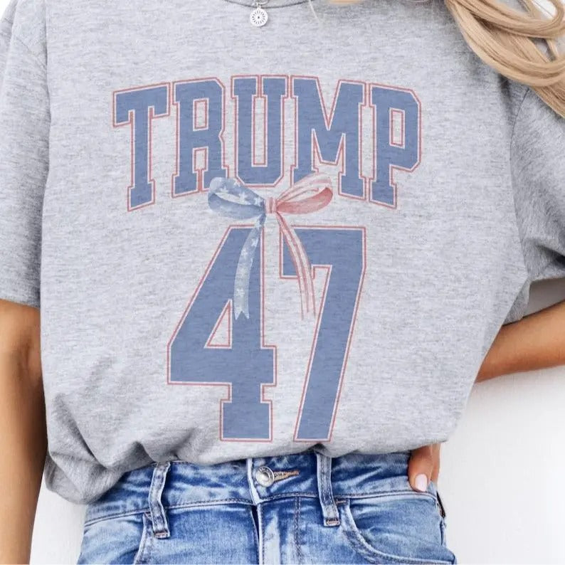 Trump Bow Coquette T-Shirt, Maga 47 President T-Shirt, Trump 45 47 Rally, We're Taking America Back, Gift for Trump...