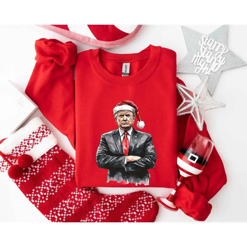 Trump Christmas SweatShirt, Republican Christmas Shirt, Funny Santa Trump Shirt, Humorous Christmas Sweater Political Tee...