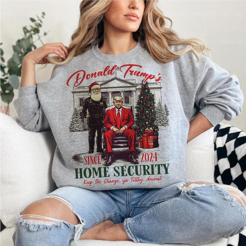 Trump Christmas Sweatshirt - Humorous Trump Christmas Sweatshirt Design Clipart Illustration Sweatshirt, Christmas Gifts...