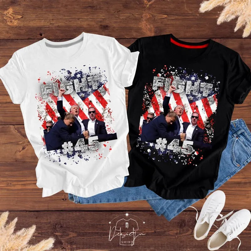 Trump Fight 2024 Shirt, Trump 2024 Election Shirt, Trump Shot Fight Shirt Hoodie, Sweatshirt | HypeDripTees.com