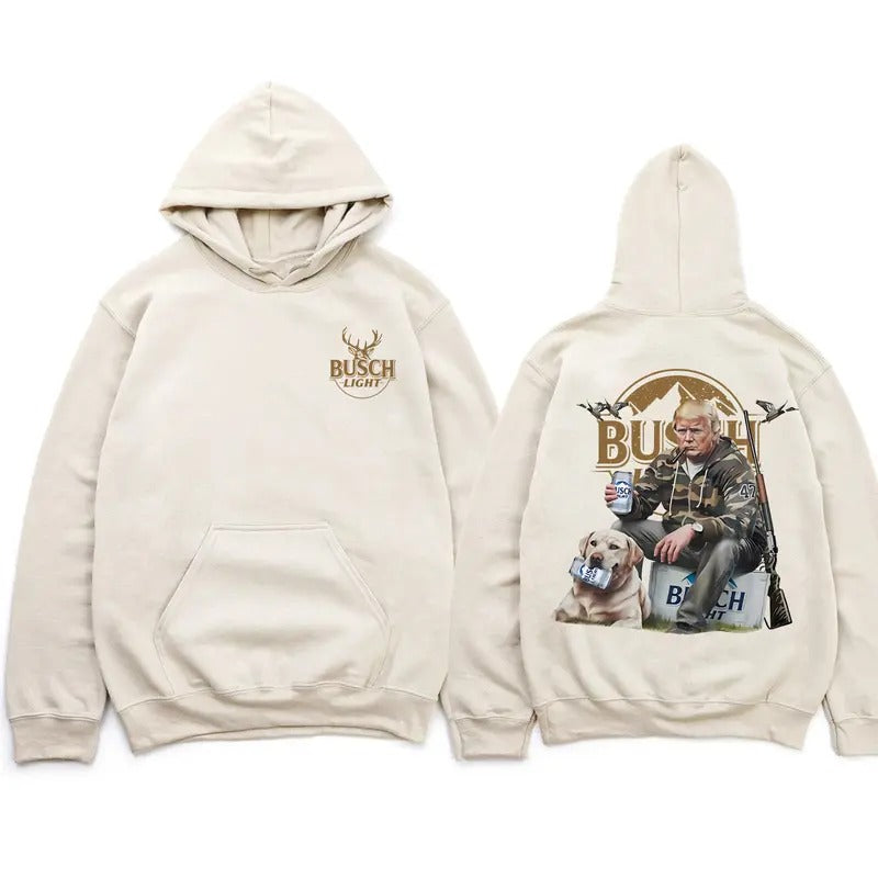 Trump Hunting Busch Light Beer Hoodie, Crewneck Sweatshirt And T-shirt, Classic Fit - Menswear | HypeDripTees.com