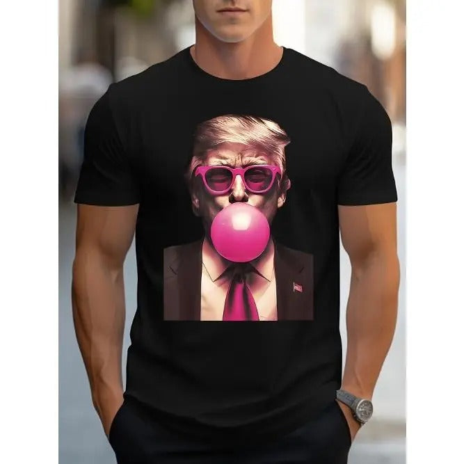 Trump Print T-shirt, Men's Casual Comfy Tee For Summer, Men's Short Sleeve Top For Daily Activity Made in USA Hoodie,...