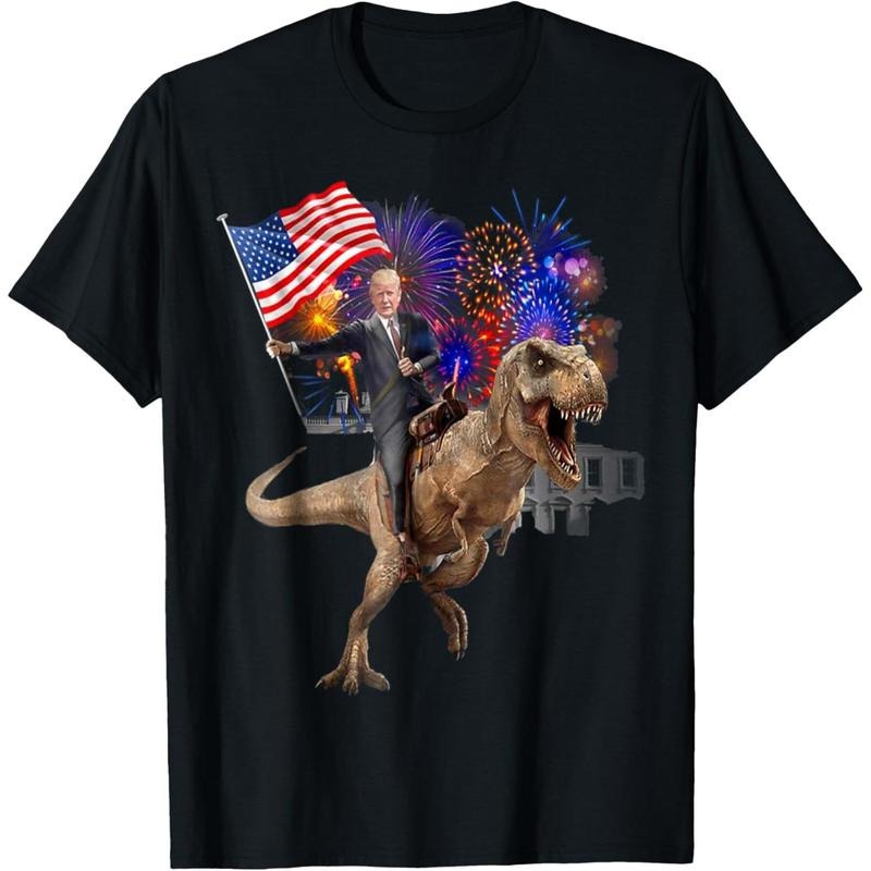 Trump Riding a Dinosaur T-rex Suppor Trump 2020 T-Shirt made in usa Hoodie, Sweatshirt | HypeDripTees.com