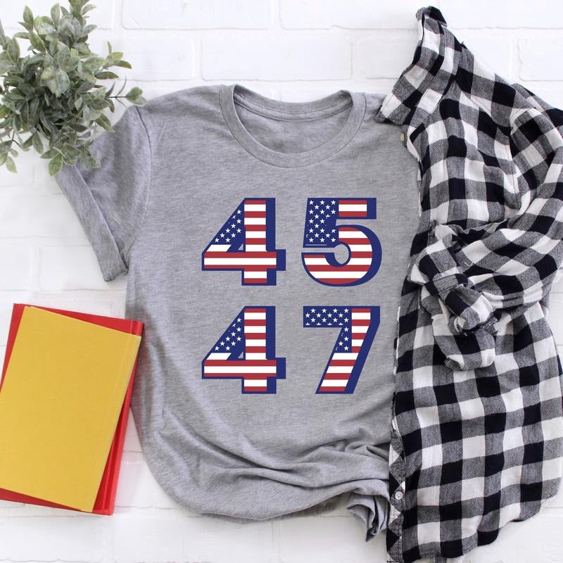 Trump Shirt, 45 47 Shirt, Trump Supporter Tee, Election 2024 Tee, Trump Fan Shirt, American Flag Tee, Presidential...