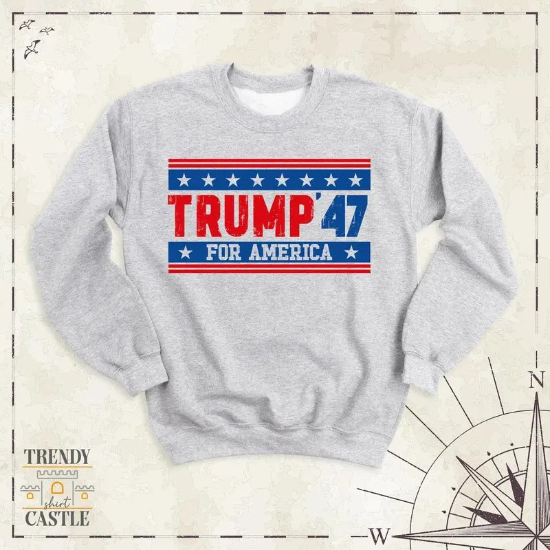 Trump Sweatshirt, Trump for America Hoodie, Donald Trump Sweatshirt, President Trump Sweatshirt, Politics Long Sleeve,...