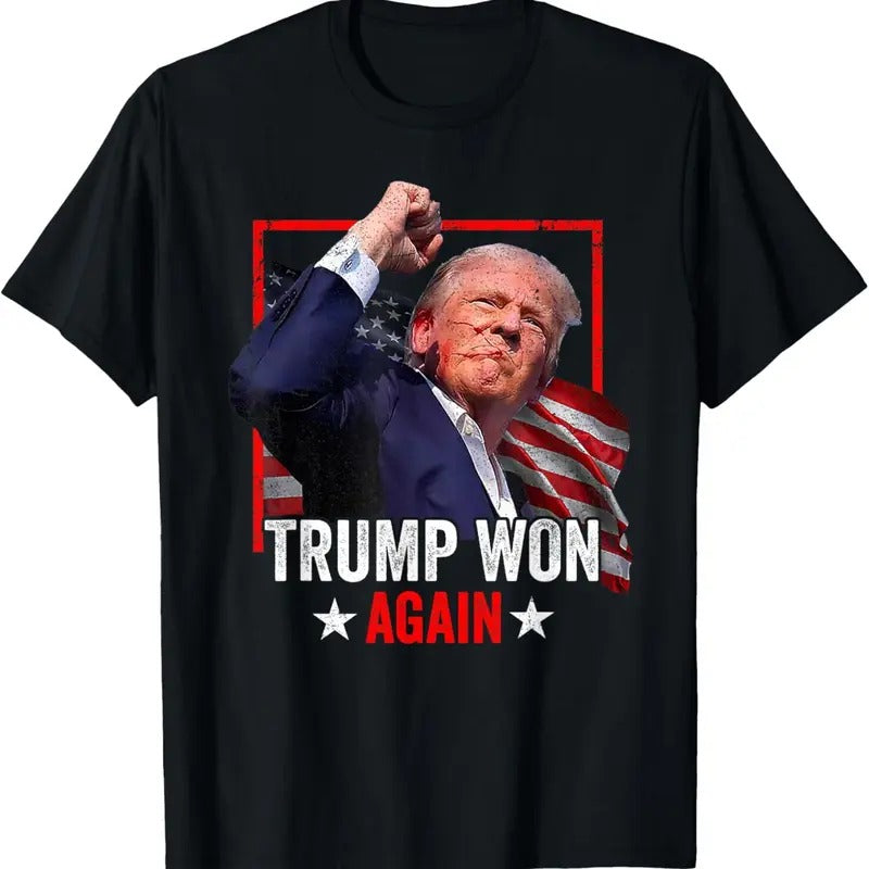 Trump Won Again 2024 Election President 47 th American Flag T-Shirtstyle{n002}2