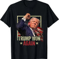 Trump Won Again 2024 Election President 47th American Flag T-Shirt
