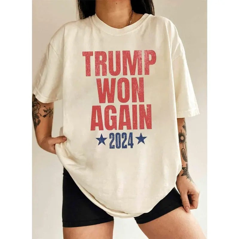 Trump Won Again Shirt, Trump Vance 2024 Shirt, Trump Won Shirt, Patriotic Shirt Hoodie, Sweatshirt | HypeDripTees.com