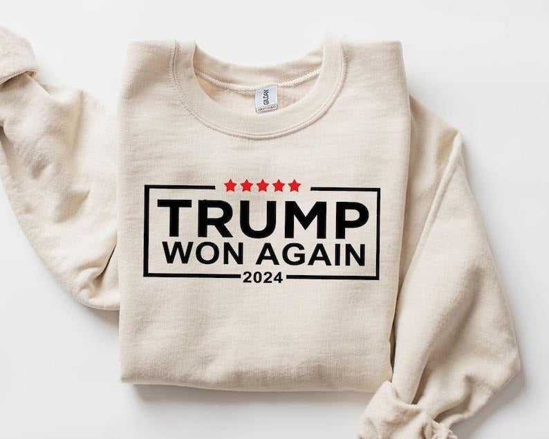 Trump Won Get Over It 2024 Sweatshirt, Victory Sweatshirt, Patriotic Shirt for Loyal Trump Supporters, Bold Statement...