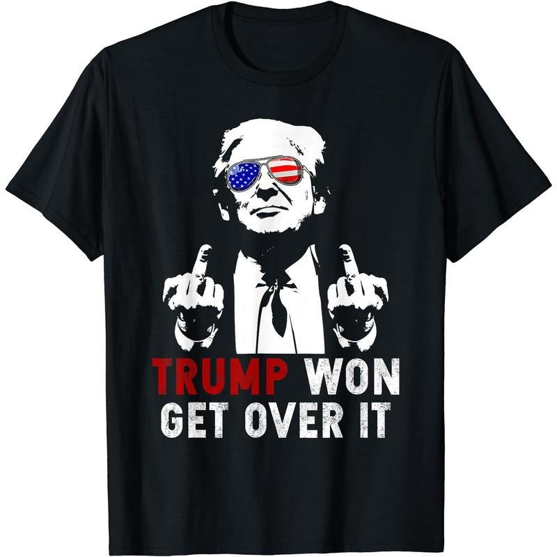 Trump Won Get Over It Patriotic Pro Trump Funny T-Shirt, Size S-5XL Hoodie, Sweatshirt | HypeDripTees.com