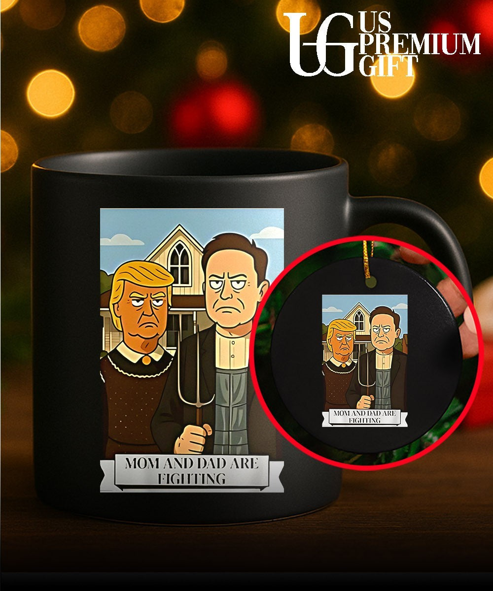 Trump and Elon Musk Mom and Dad are fighting cartoon shirt