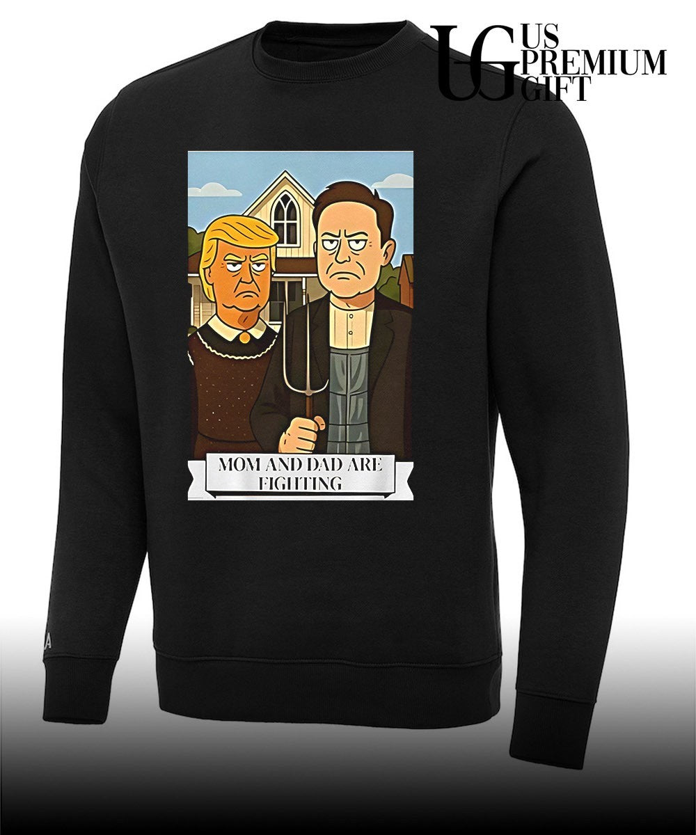 Trump and Elon Musk Mom and Dad are fighting cartoon shirt