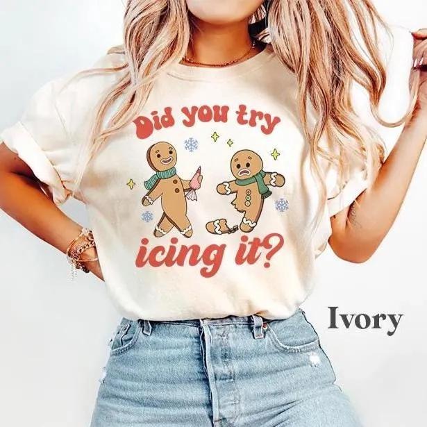 Try Icing It Funny Christmas Shirt, Gingerbread Humor Tee, PT Physical Therapist Athletic Trainer Xmas Tshirt, Christmas...